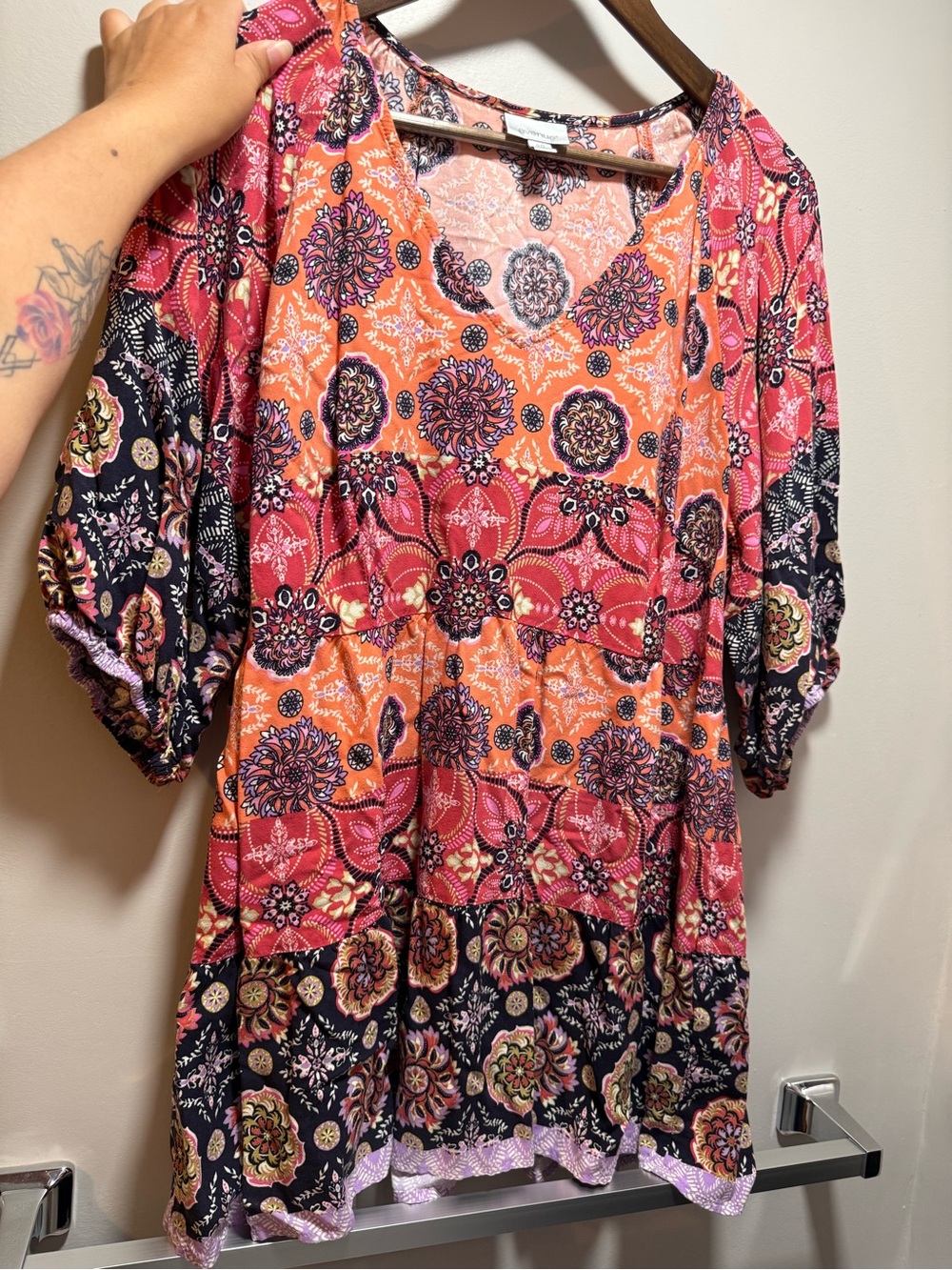 Avenue Orange & Pink Patchwork Floral Tunic